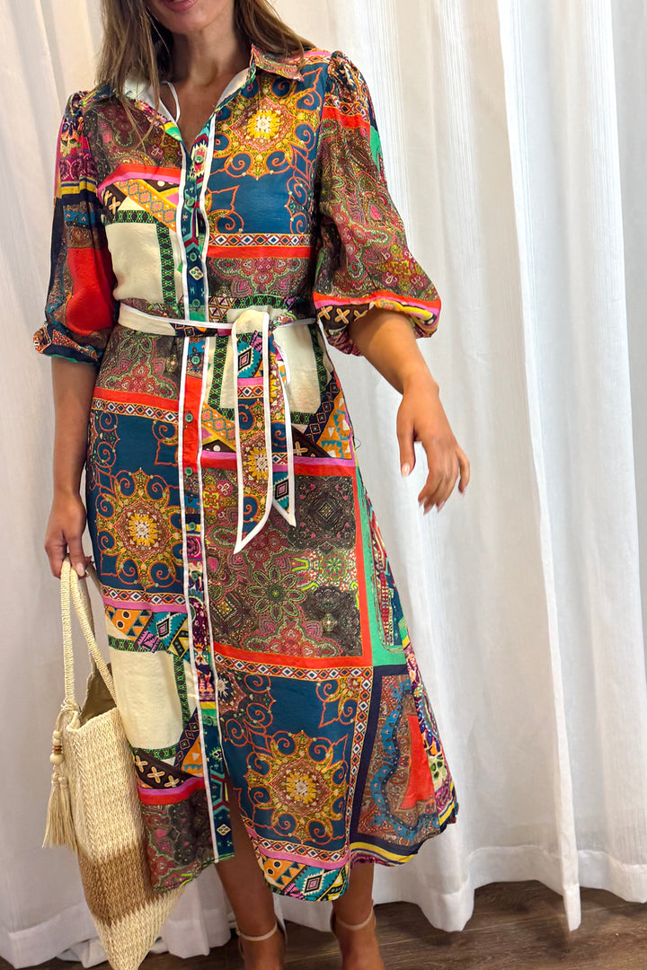 Toscana Multi Print Shirt Dress
