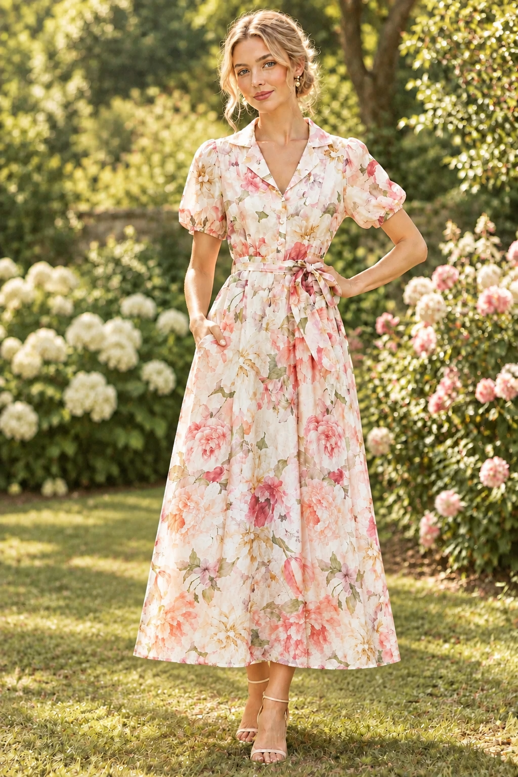 Claudia Floral Midi Shirt Dress