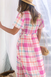 Charlotte Print Midi dress In Pink Print