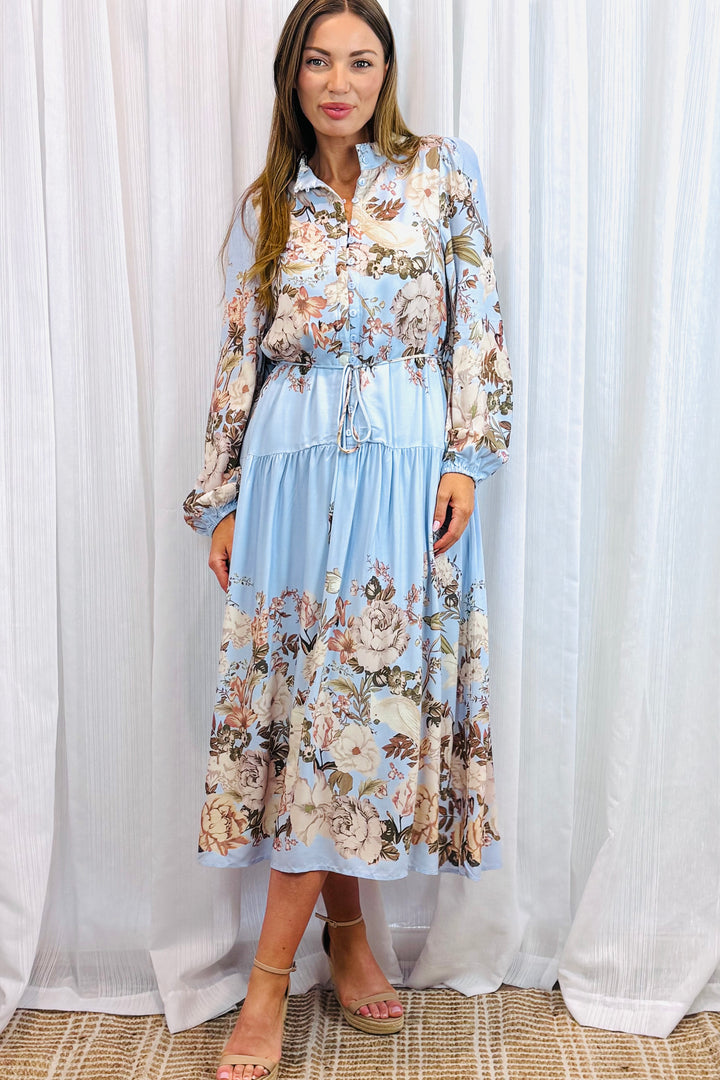 Juliet Floral Dress in Blue