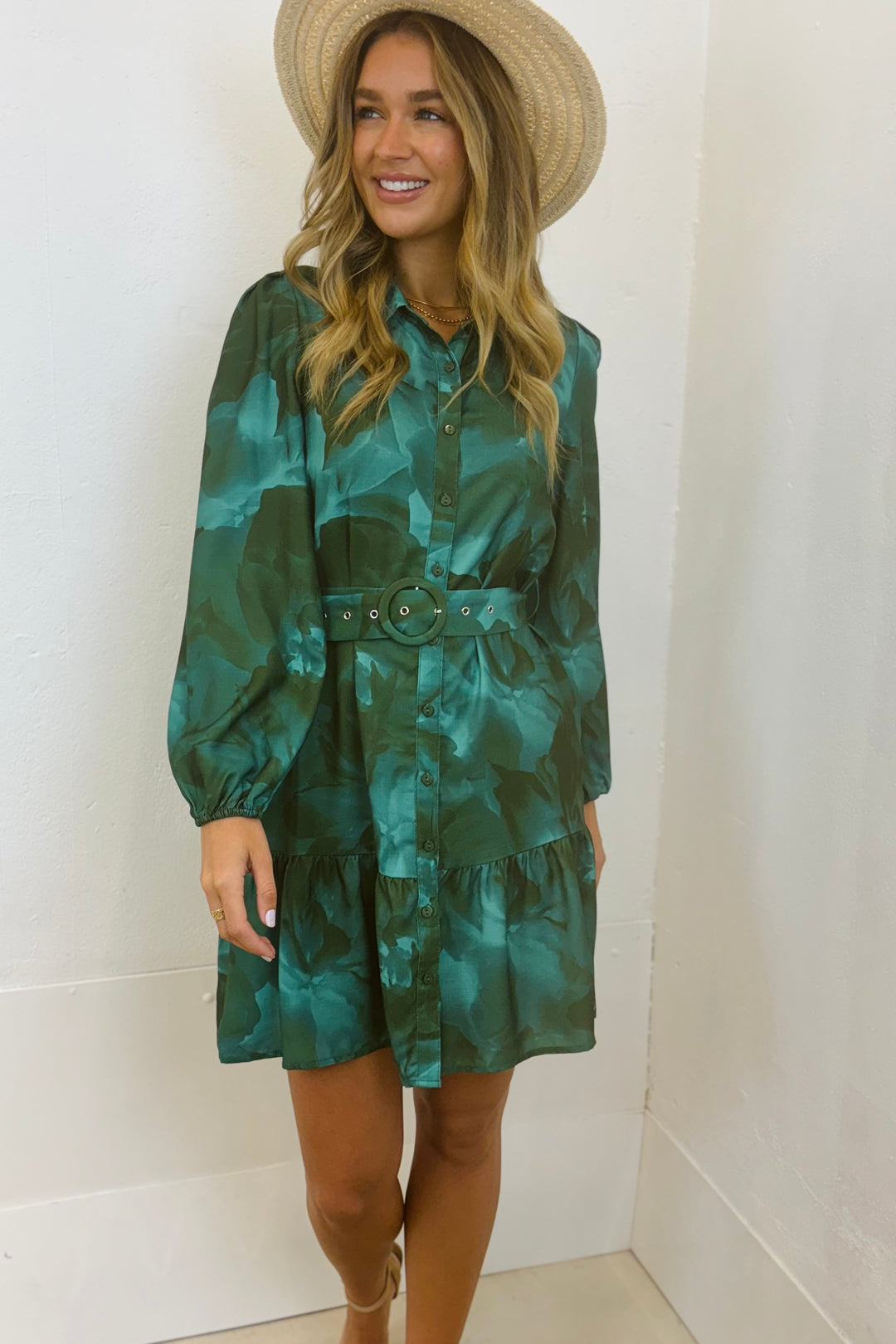 Hurley Short Dress in Green Print