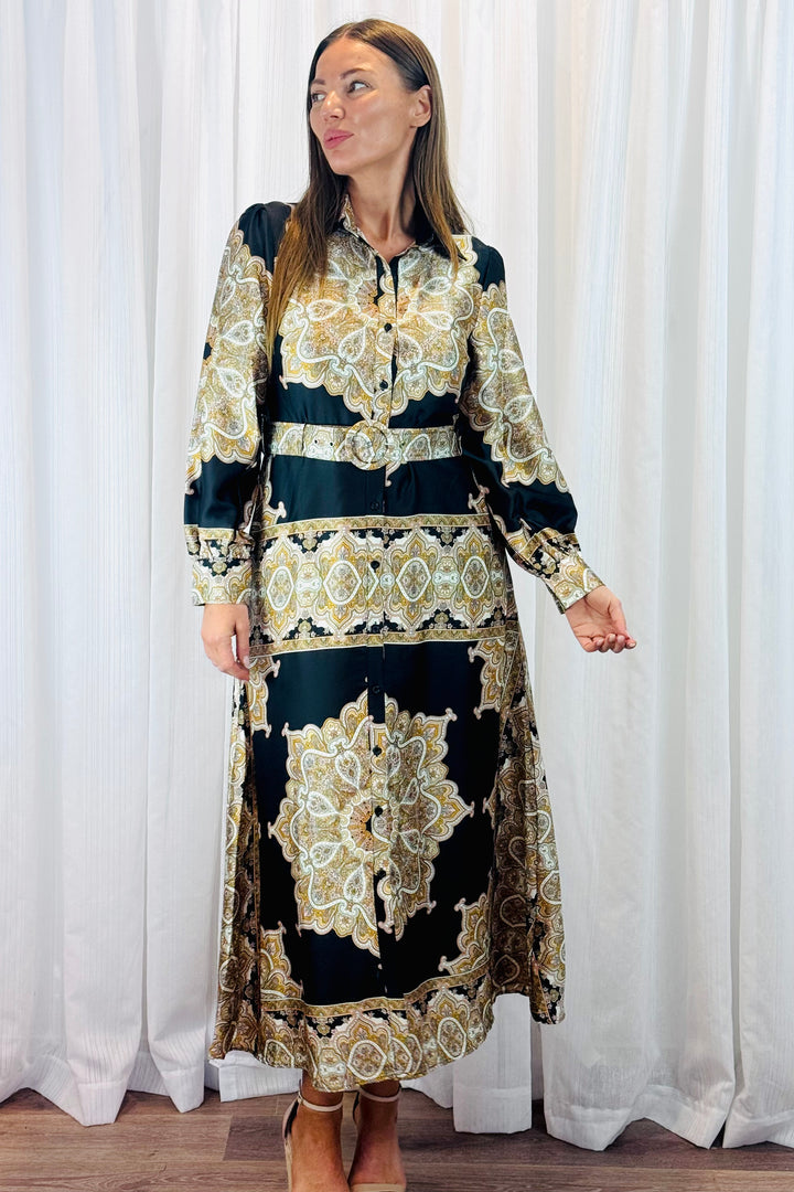 Angelina Multi Black Print in Long Sleeve