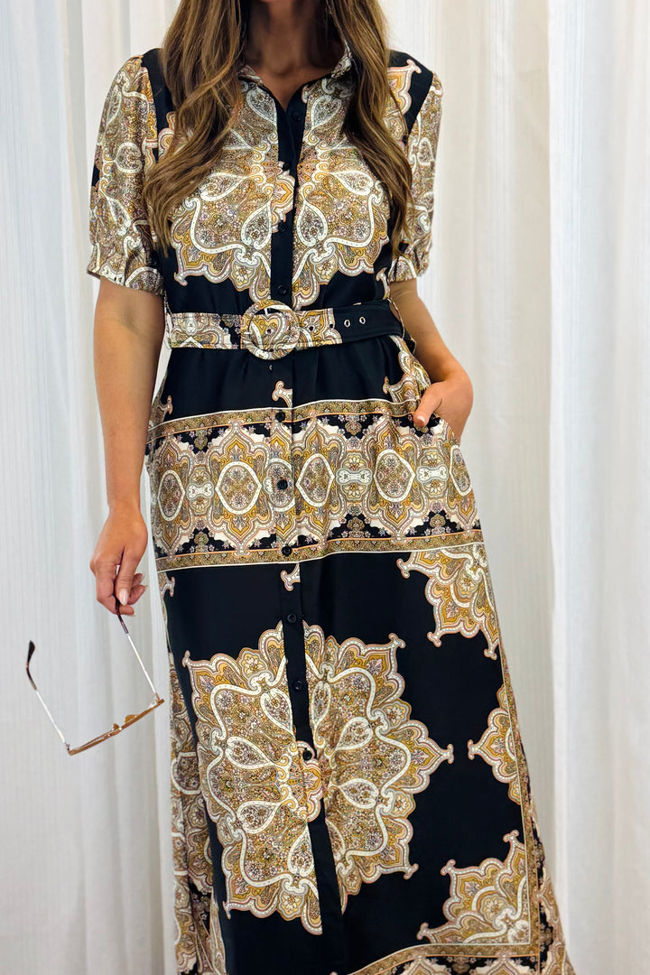 Angelina Midi in Black Multi Print