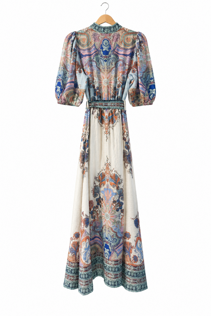 Georgina Off White Multi Print Dress