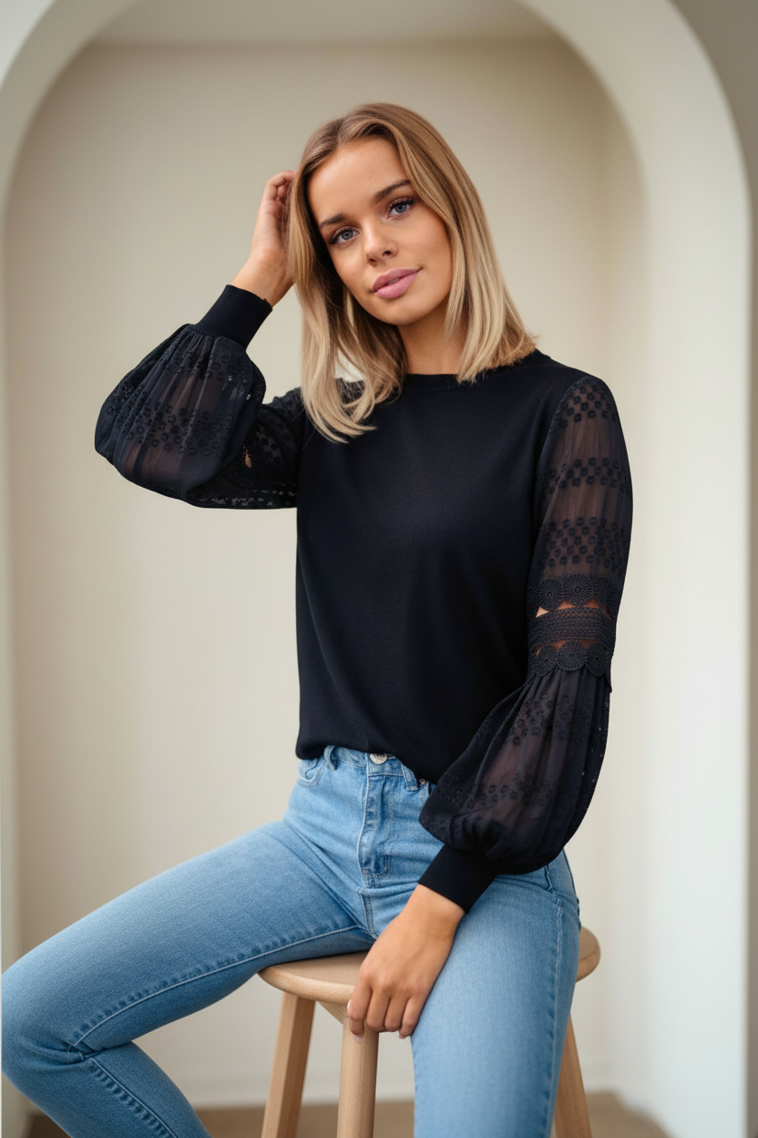 Molli Knit Top in Black