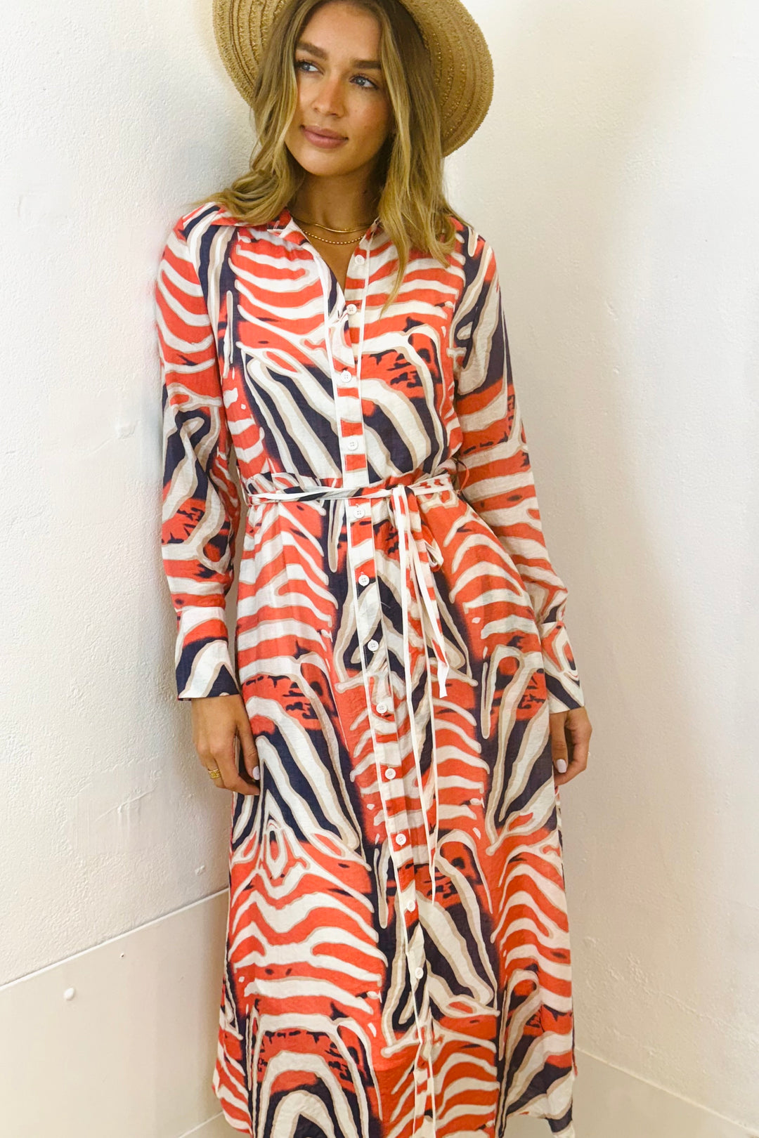 Allumbra  Long Sleeve  Shirt Dress in Tiger Print