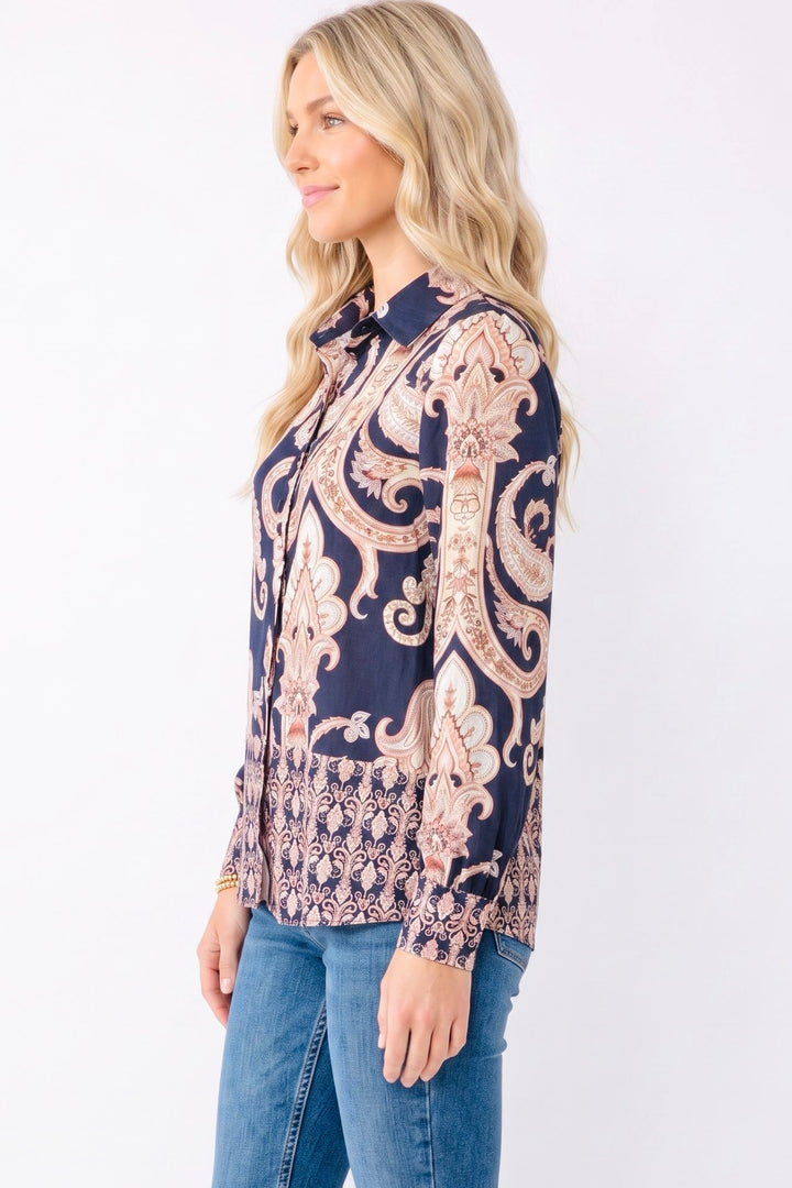 Lennox Navy  Multi Print Shirt