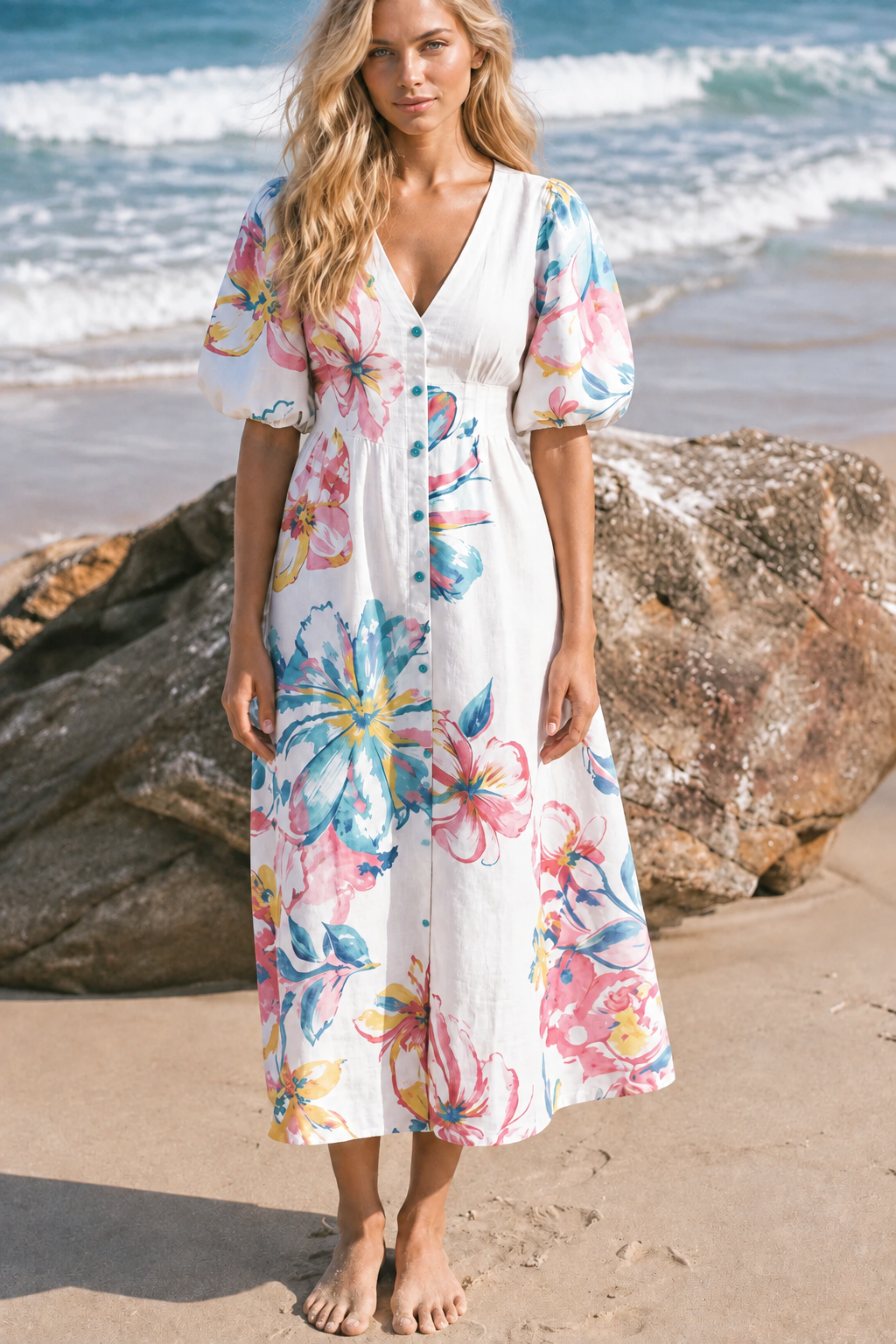 Allegra Pale Blush Floral Dress
