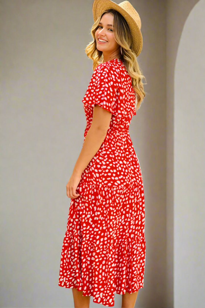 Eliza Maxi in Red And White Print