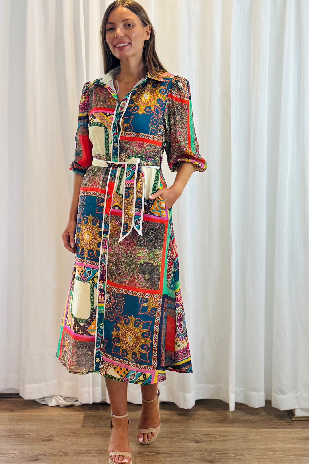 Toscana Multi Print Shirt Dress
