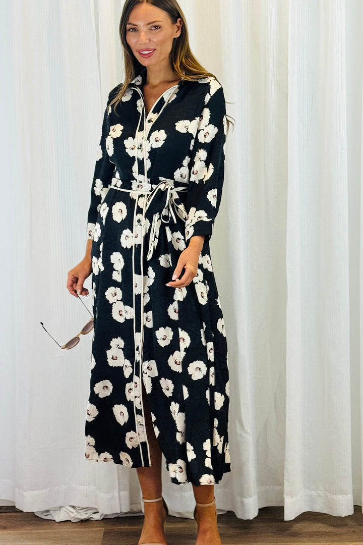 Bekka Black Floral Shirt Dress