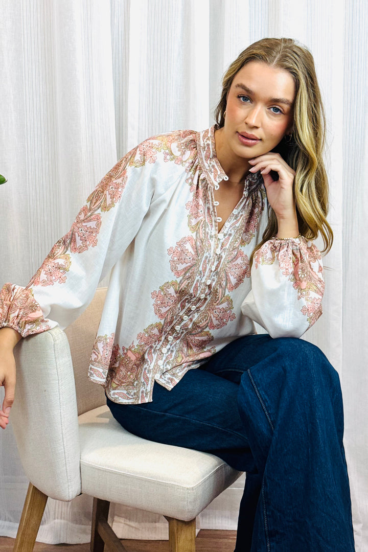 Penelope Embroidered Print Shirt