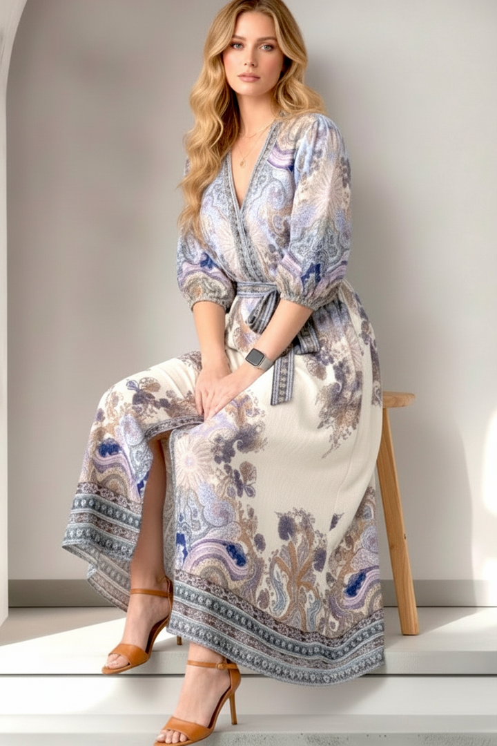 Georgina Off White Multi Print Dress