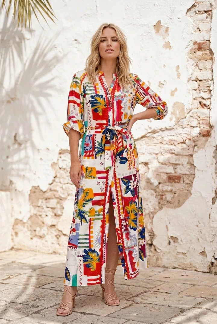 Giselle Off White Multi Colour Dress