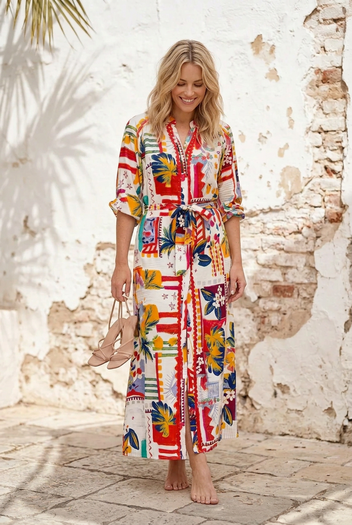 Giselle Off White Multi Colour Dress
