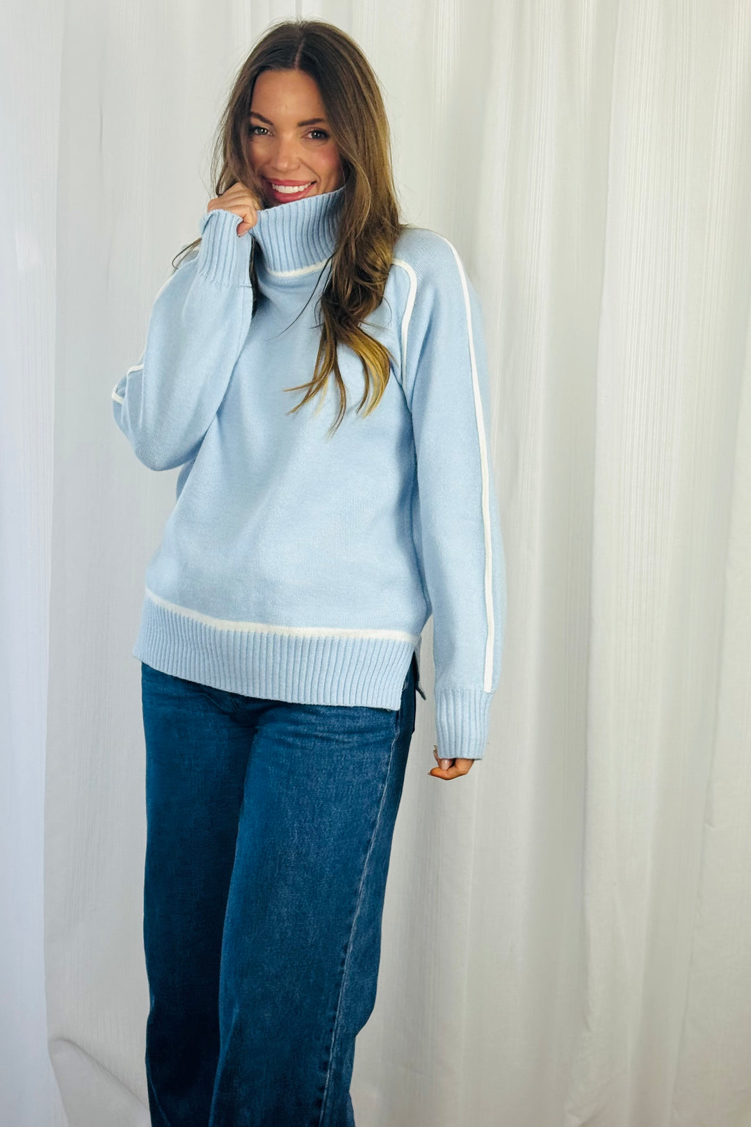 Angie Knit Top in Baby Blue