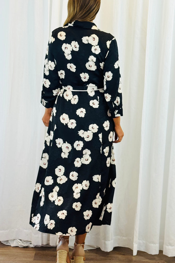 Bekka Black Floral Shirt Dress
