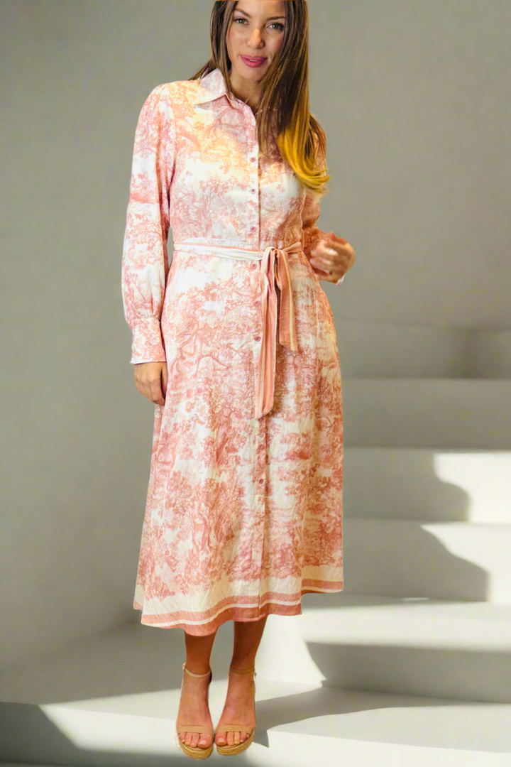 April Shirt Midi Dress In Blush