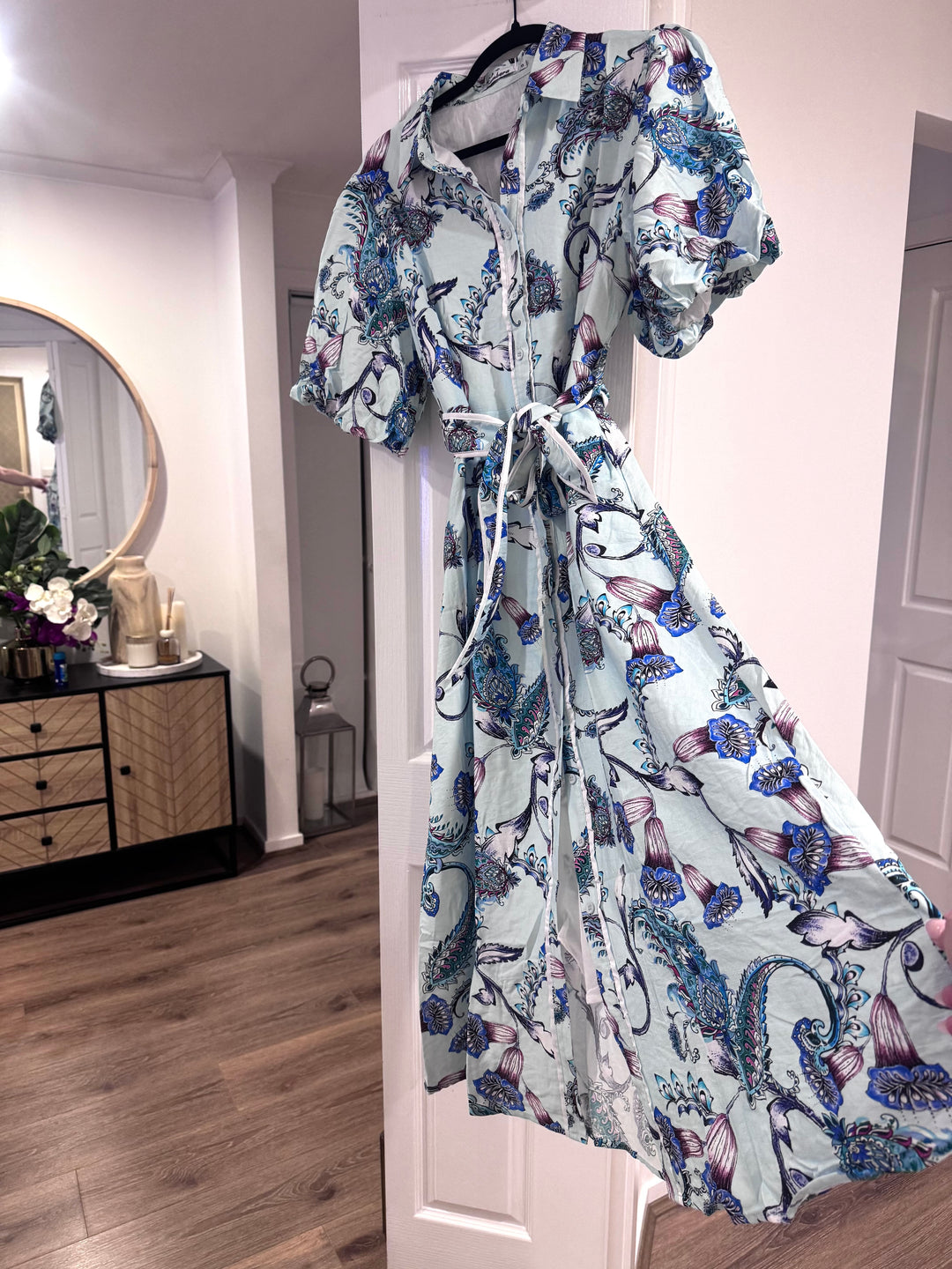 Leah Light Blue Paisley Dress