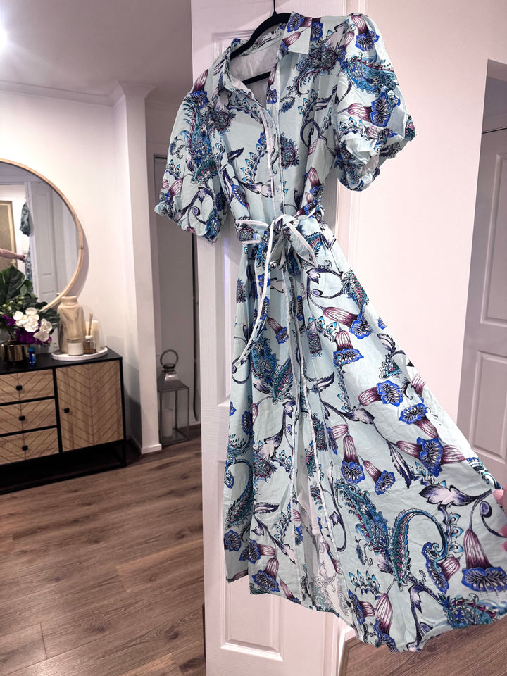 Leah Light Blue Paisley Dress