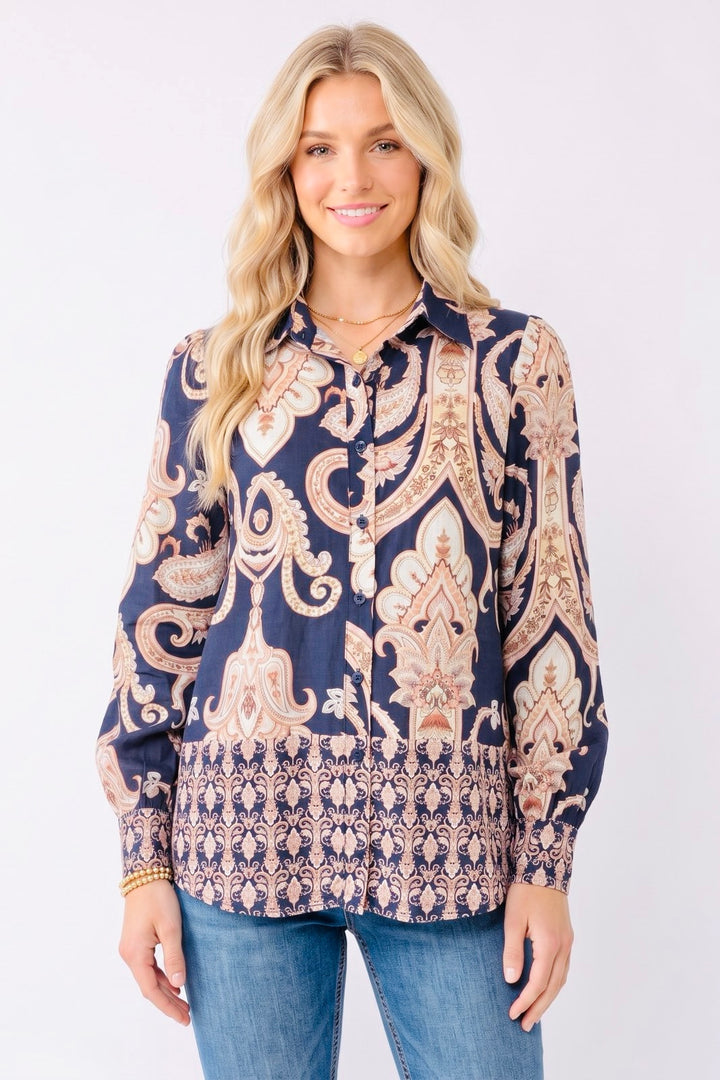 Lennox Navy  Multi Print Shirt
