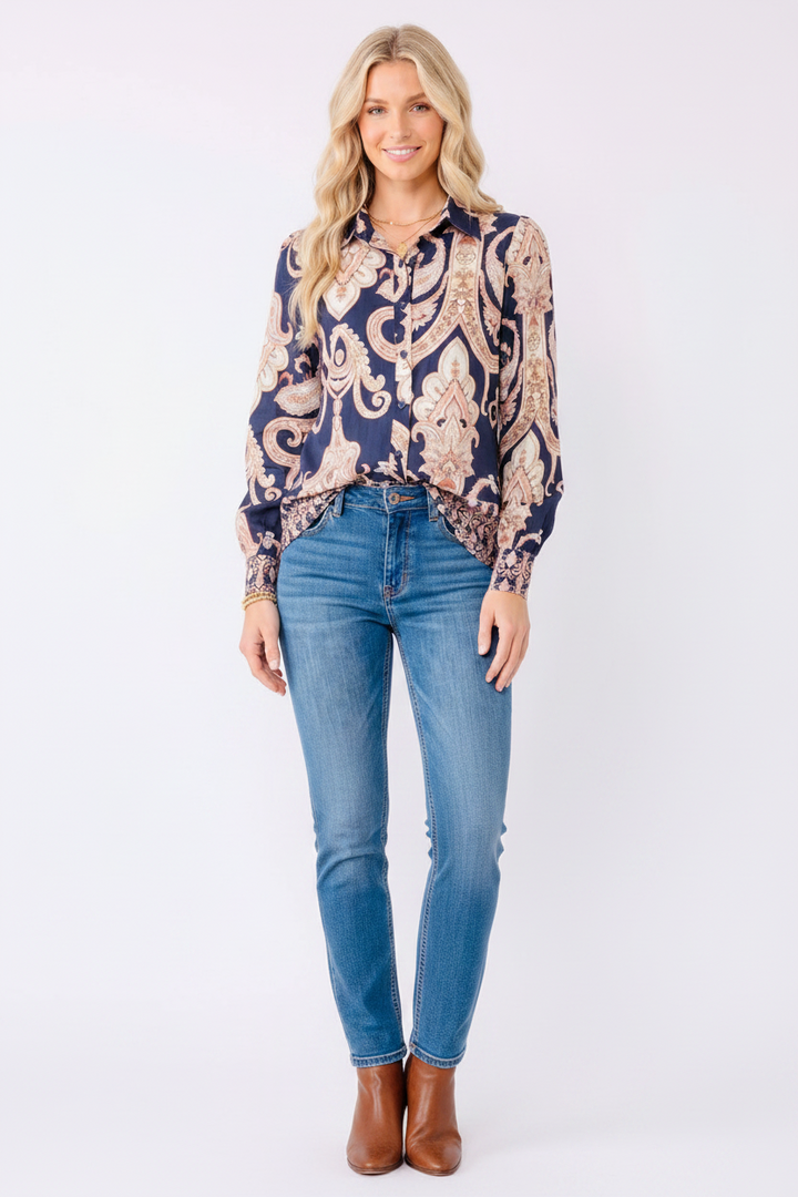 Lennox Navy  Multi Print Shirt
