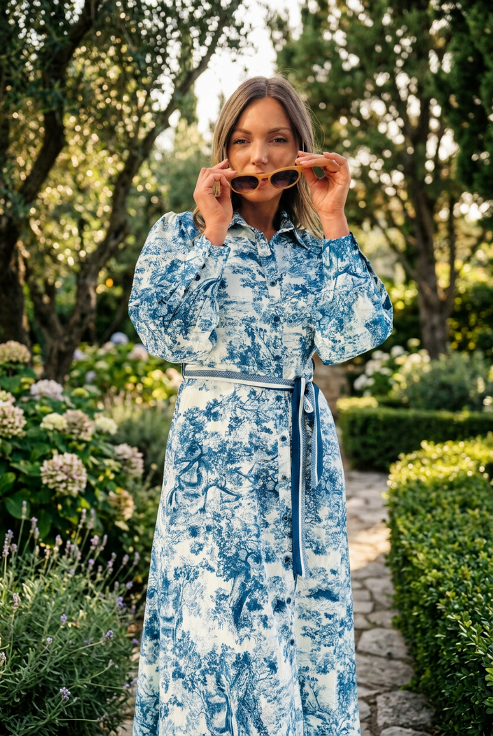 April Print Midi Dress long sleeve
