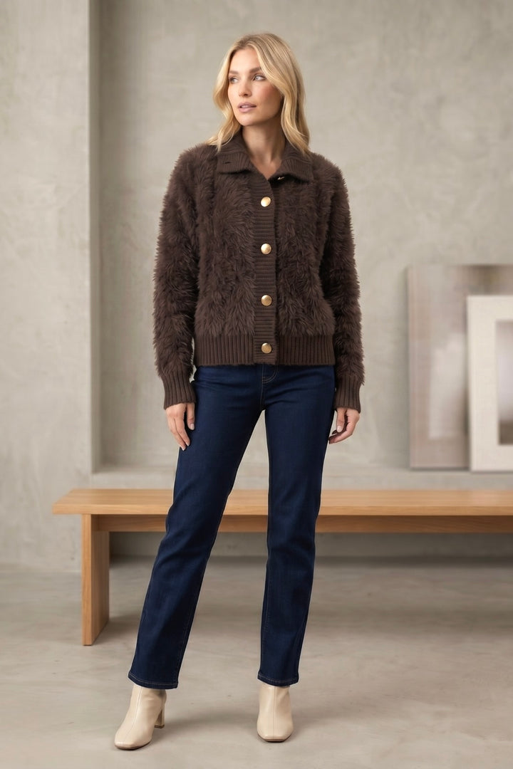 Erica Fluffy Knit in Chocolate