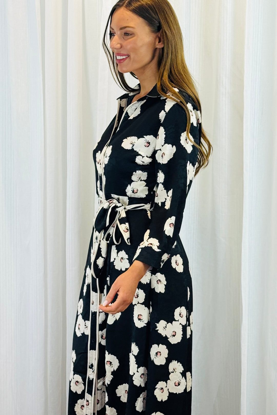 Bekka Black Floral Shirt Dress
