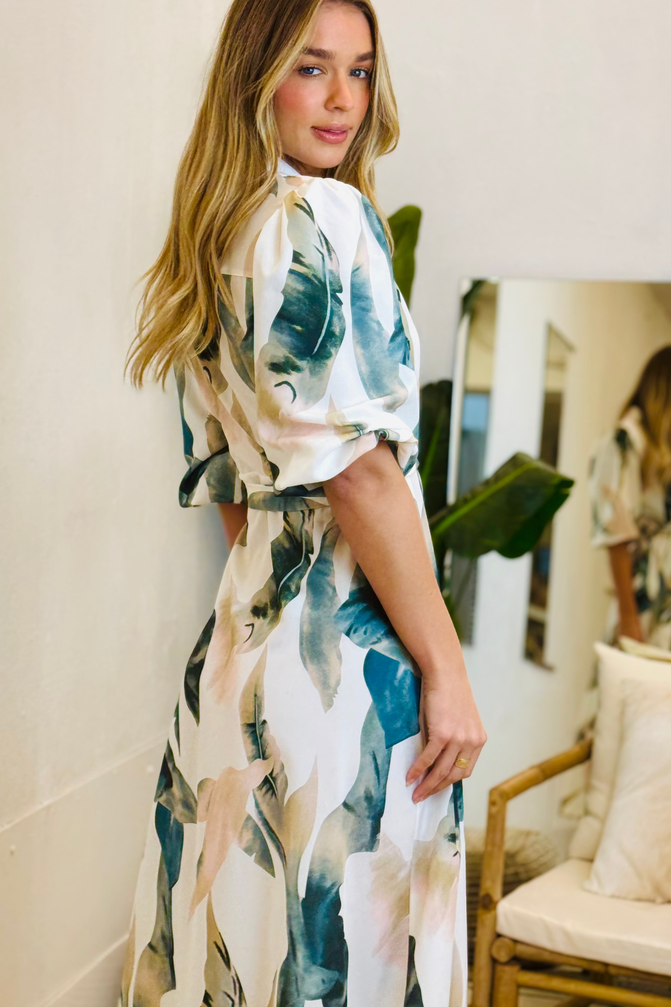 新品　 　MARLOW DRESS SS SHIRT Marlow Midi Shirt Dress in White Jungle Print – Halo & Hutch