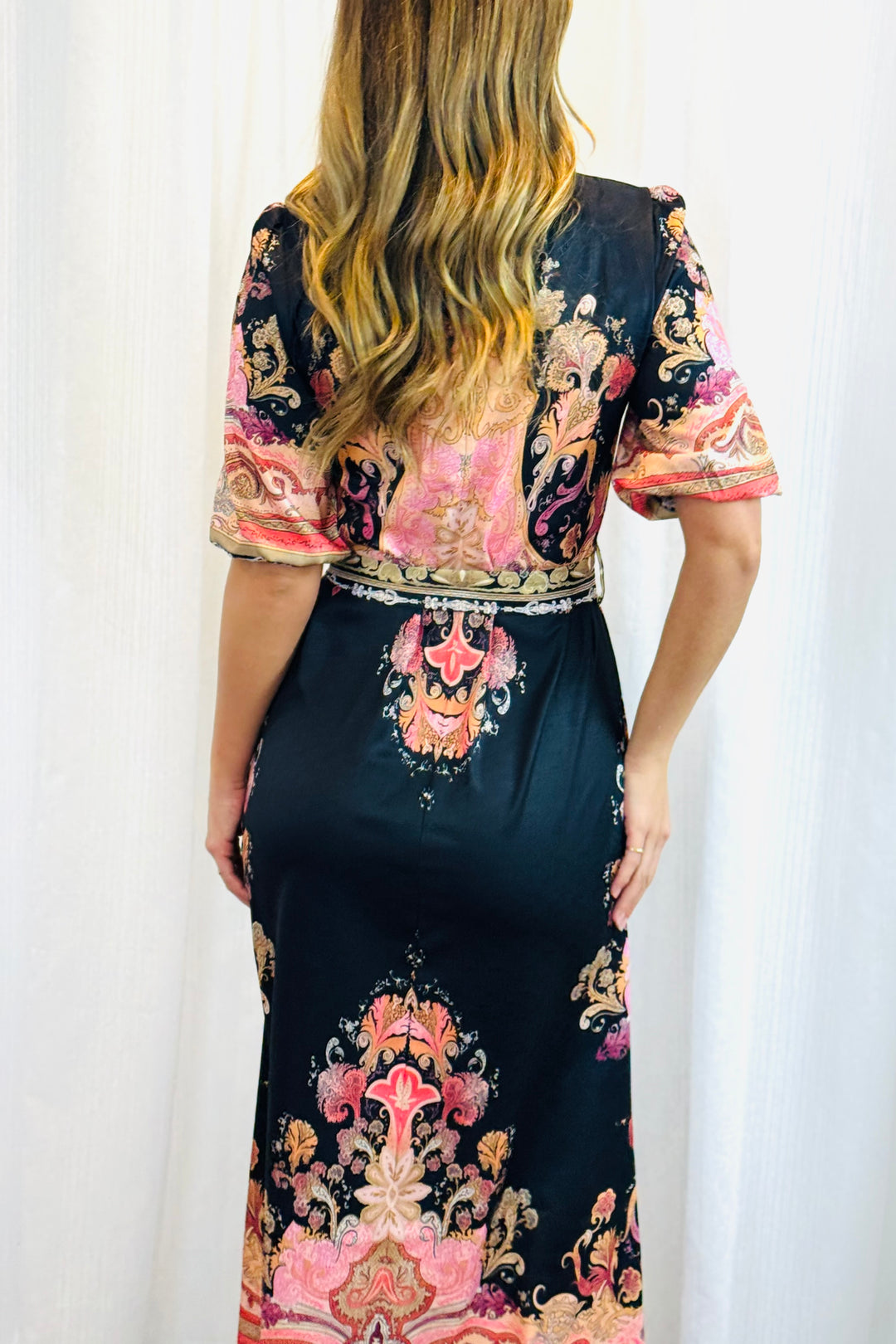 Portia Shirt Dress in Black Multi Print