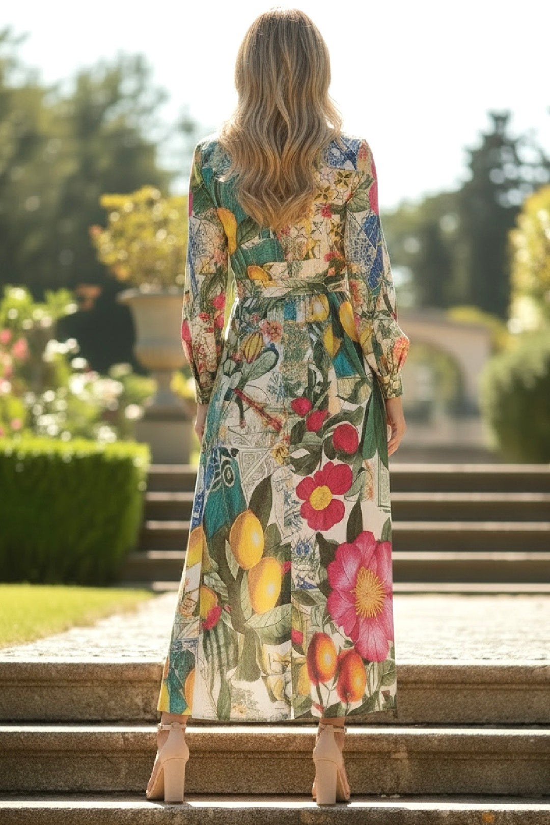 Lulu Lemon And Floral Midi Shirt Dress