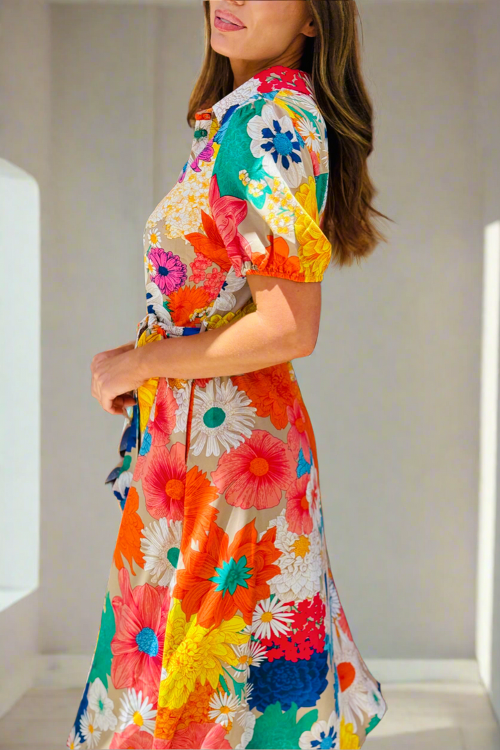 Evelyn Floral Shirt Midi Dress