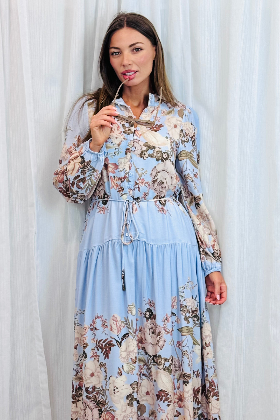 Juliet Floral Dress in Blue