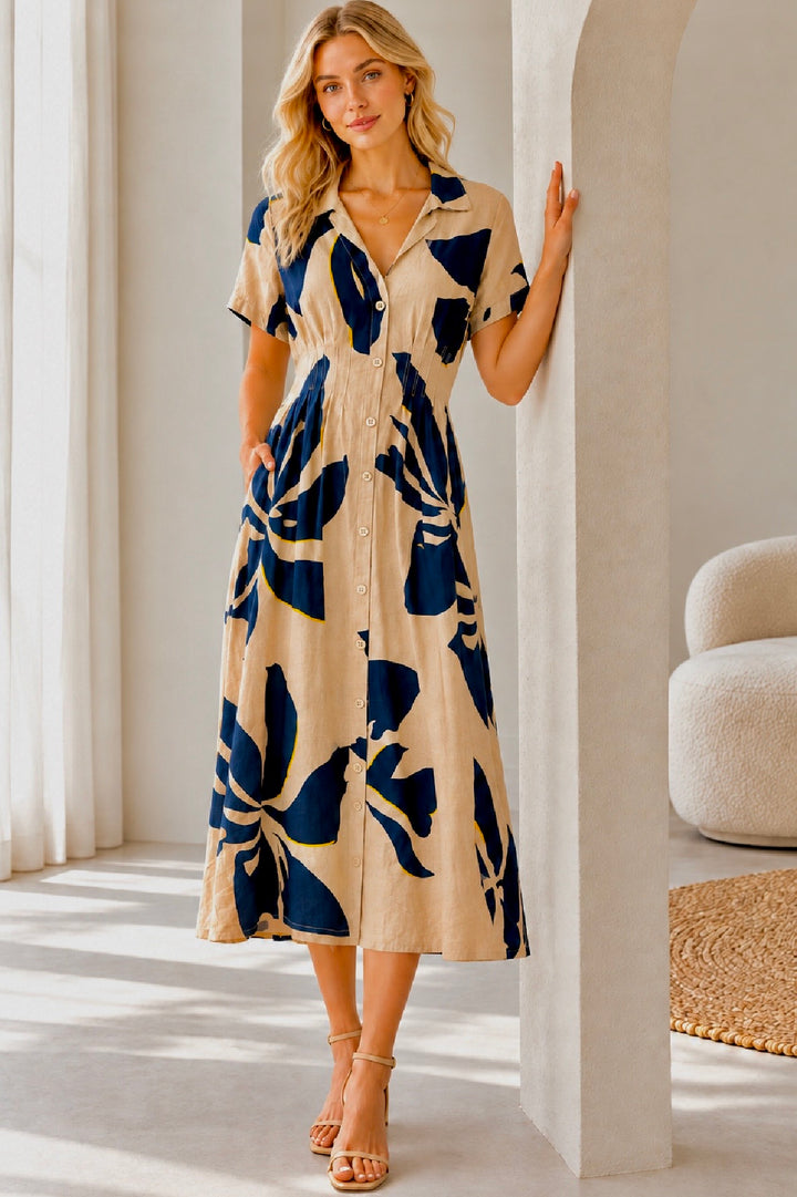 Alani Navy and Dark Tan Multi Print
