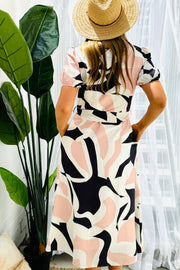 Khloe Shirt Midi Dress in Multi Print
