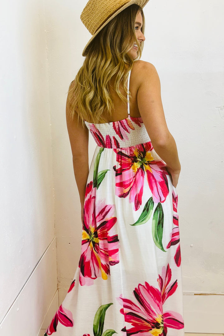 Carly White Floral Maxi