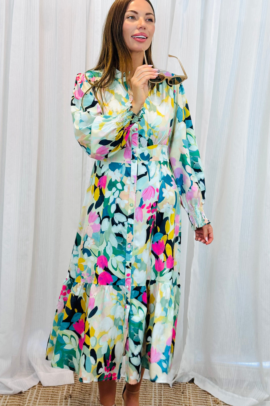 Ivy Shirt Dress in Floral  Print