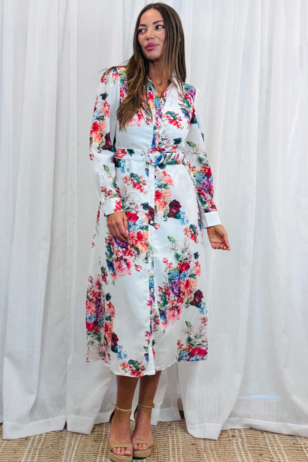 Electra Floral Midi Print Dress