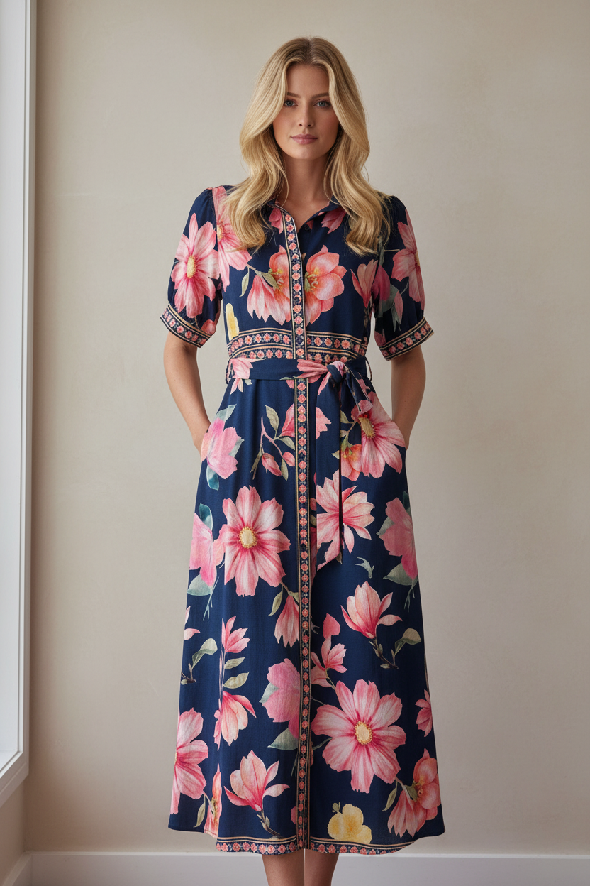 Natalia Navy Floral Maxi