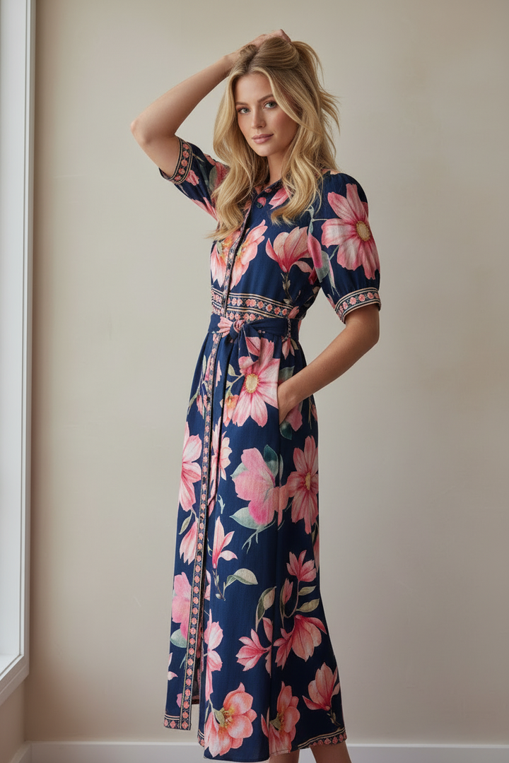 Natalia Navy Floral Maxi