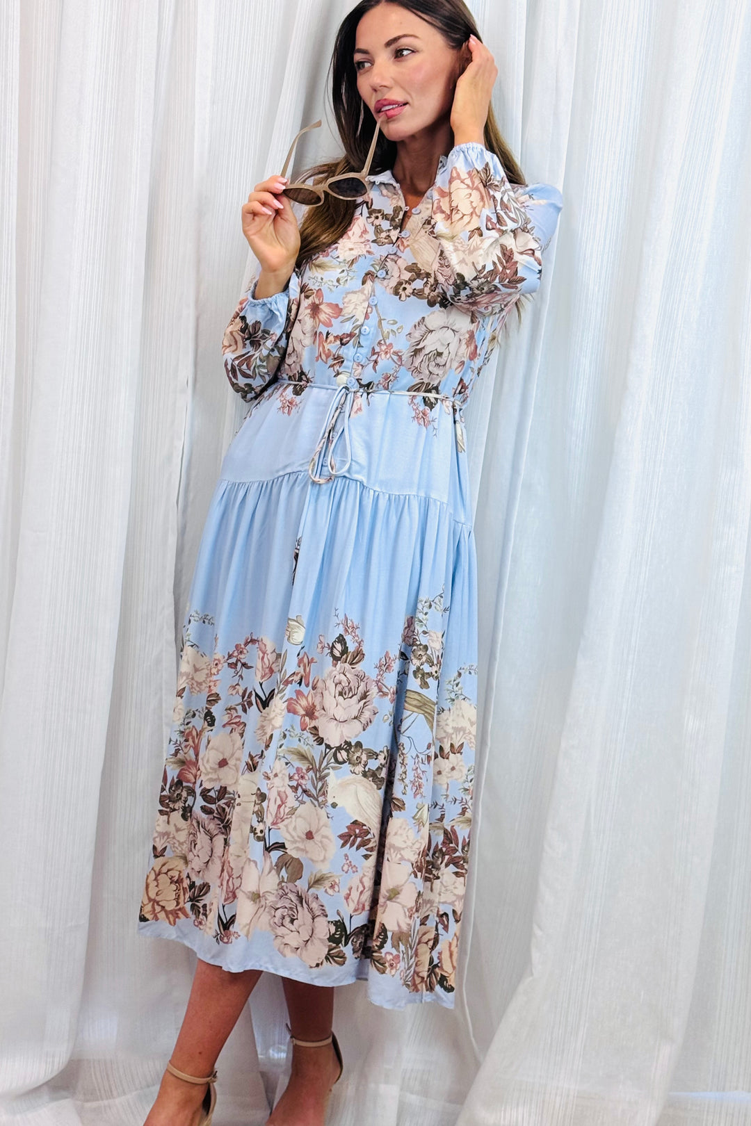 Juliet Floral Dress in Blue