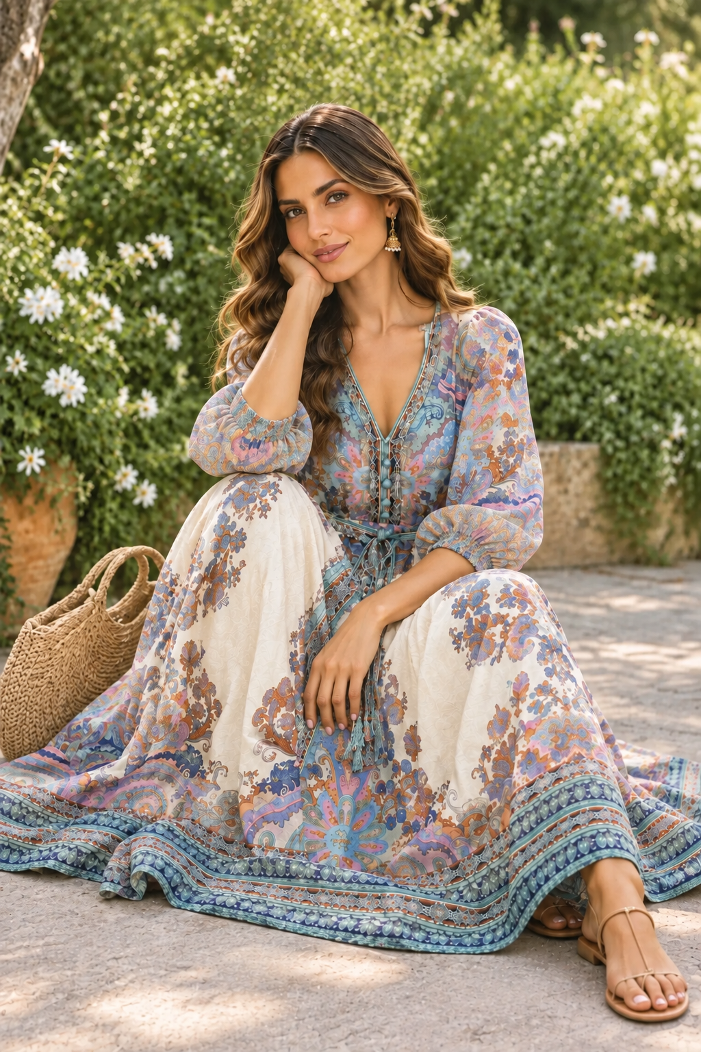 Georgina Off White Multi Print Dress