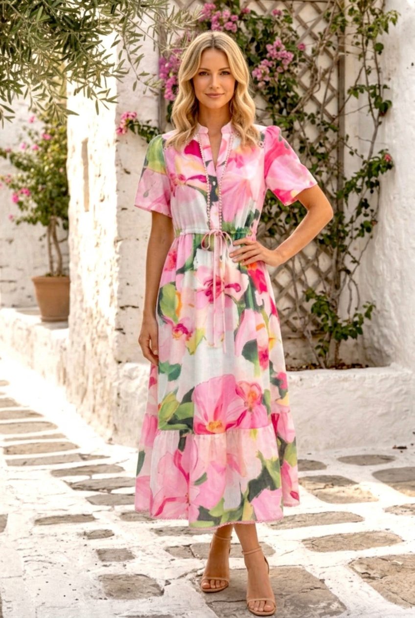 Natasha Pink Multi Floral Dress