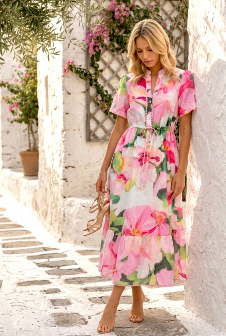 Natasha Pink Multi Floral Dress