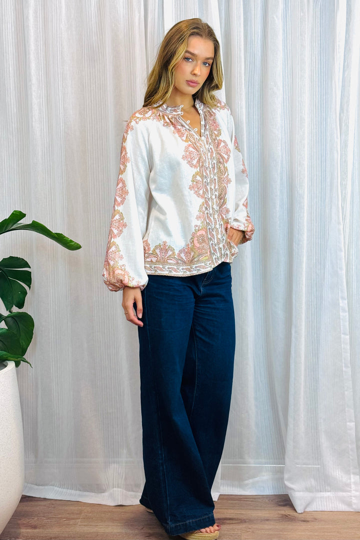 Penelope Embroidered Print Shirt