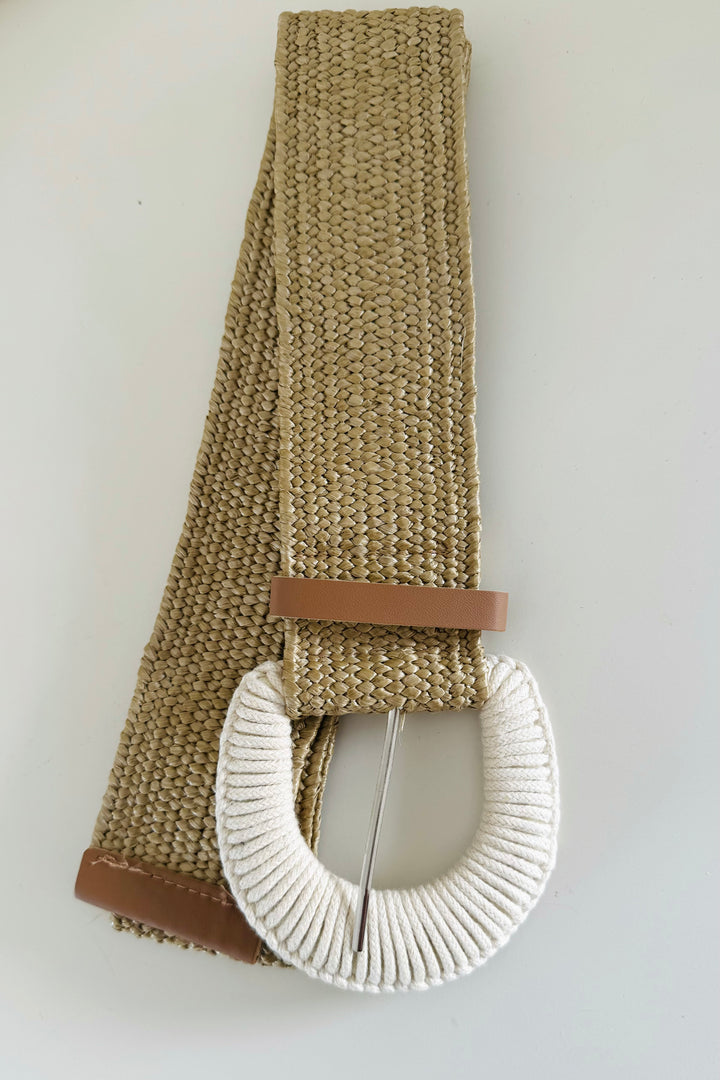 Elsie Rattan Belt With Buckle