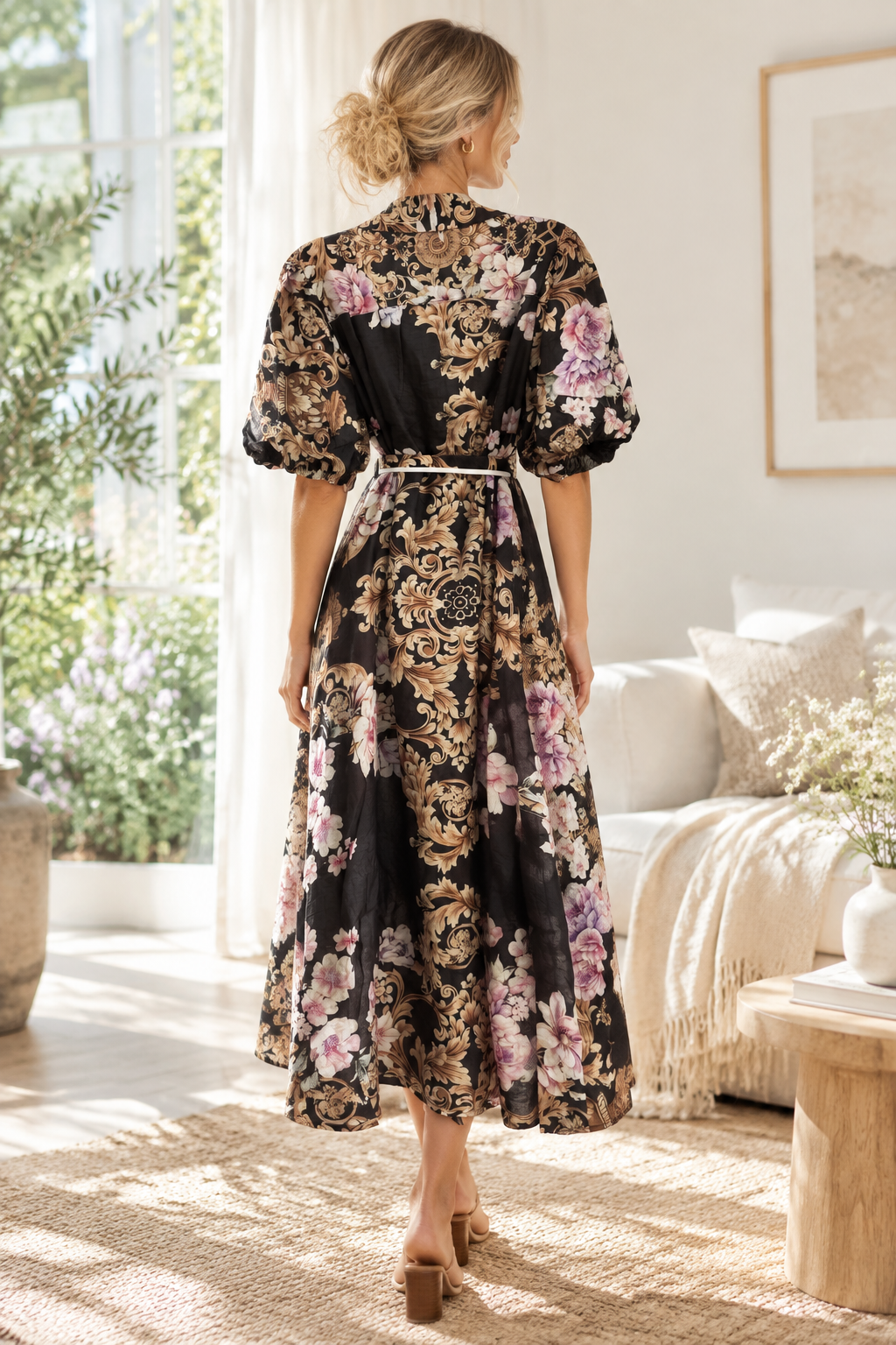 Leah New Black Floral Print Dress