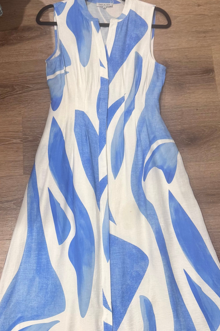 Cooper Tiger Dress in Blue and White Print