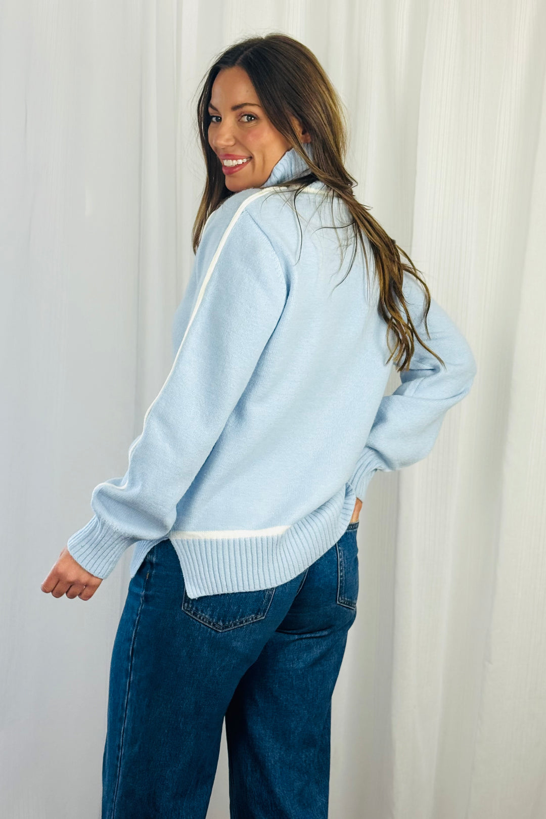 Angie Knit Top in Baby Blue